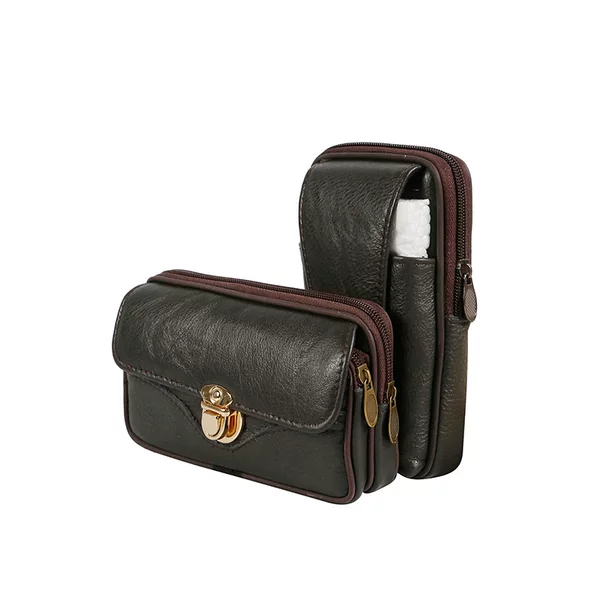 Synthetic Leather Men's Belt Phone Bag, Waterproof Waist Bag for Middle-Aged and Elderly Men, Suitable for Work on Construction Sites, Coin Purse 7inch