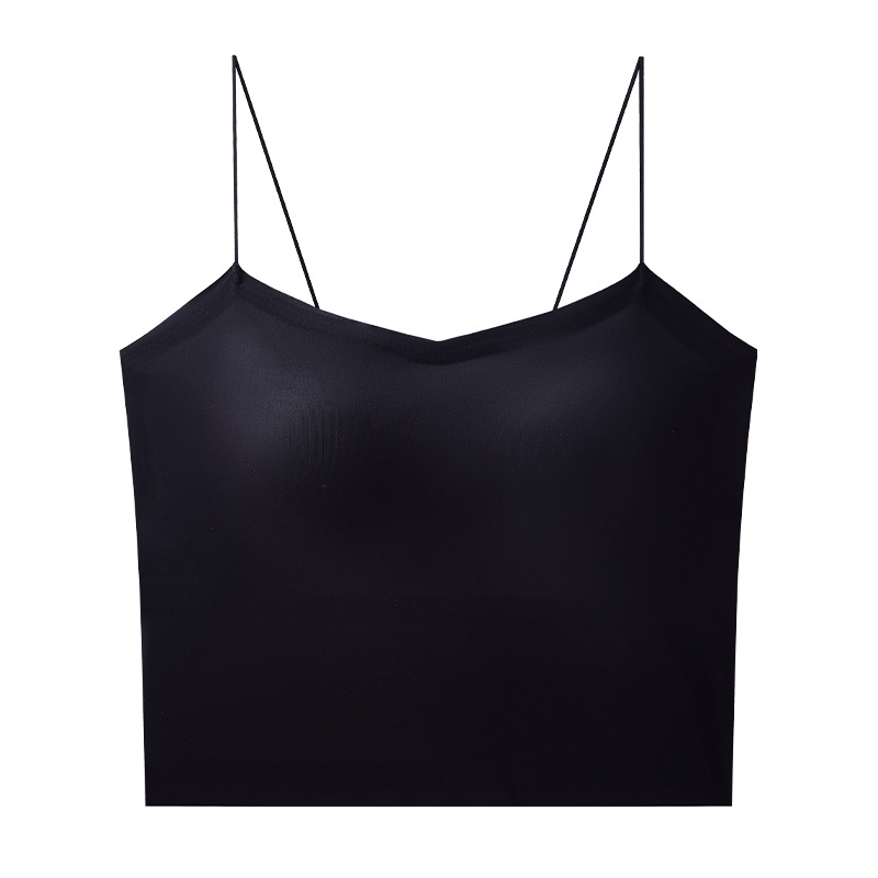Ropa interior deportiva de seda de hielo, chaleco de cintura, cojín de pecho de mujer, espalda interior, base, sujetador anti-luz.