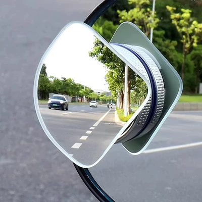 Large field of view rear view auxiliary mirror Round Mirrors, Blind Spot Auxiliary Reflective - upgraded-suction-cup-silver-fan-shaped-mirror-pair