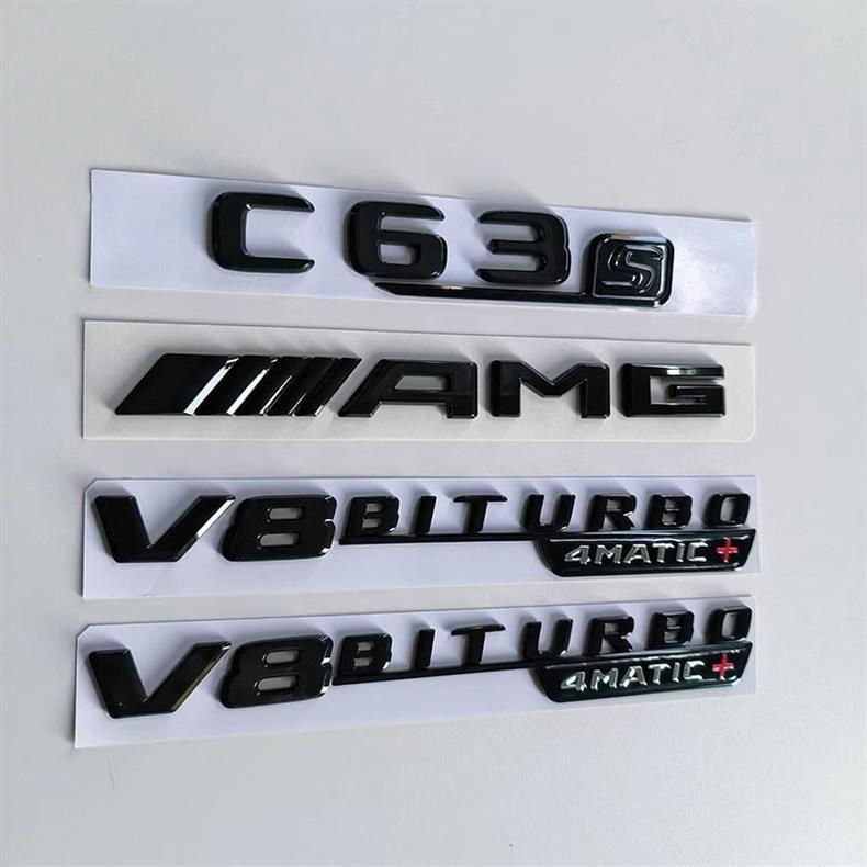 Mercedes-Benz E-Class, C-Class, C63S, C43, E53, E63S rear emblem stickers, AMG black car emblem, modified turbo V8 side emblem