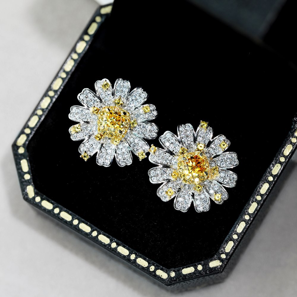Inlay Design Simple Style Classic Style Flower Sterling Silver Inlay Zircon Women's Jewelry Set
