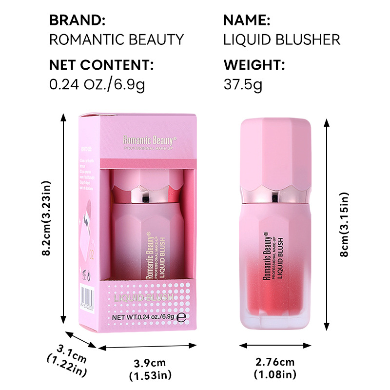 Blush líquido transfronterizo es un blush multipropósito, un blush de brillo, un blush mate desnudo, un blush de color natural.
