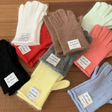 韩国东大门时尚单色手套女~可触屏五指加长保暖手套纯色冬季百搭