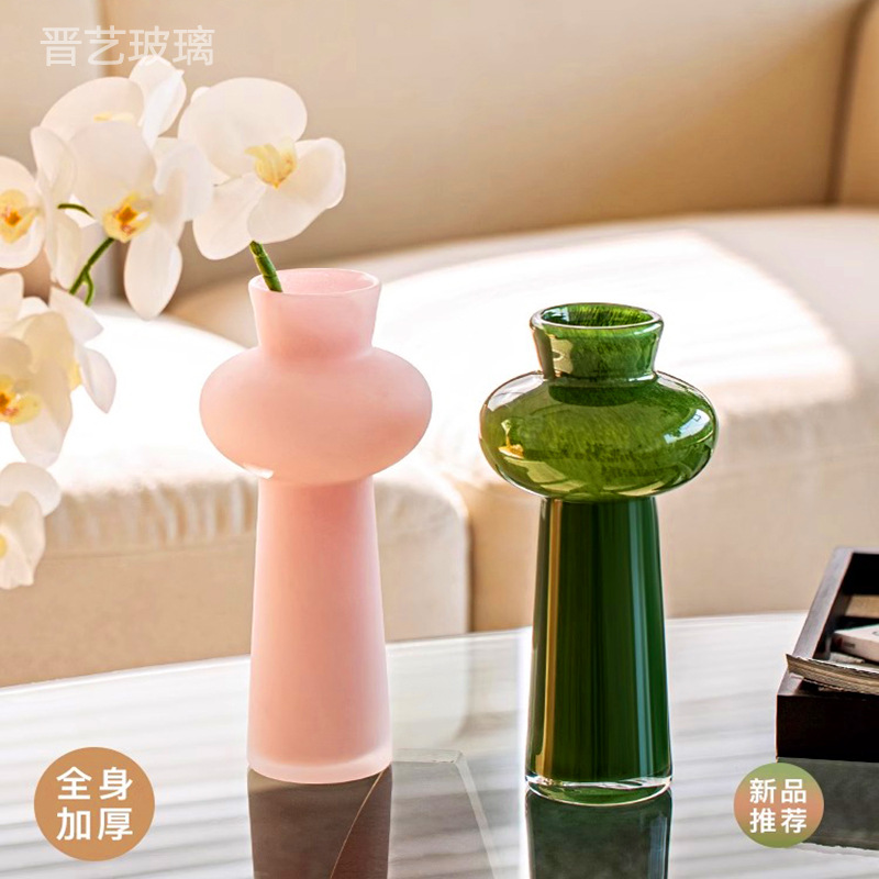 歐式現代簡約磨砂高級感燈籠花瓶家用水培插花高顏值擺件ins風