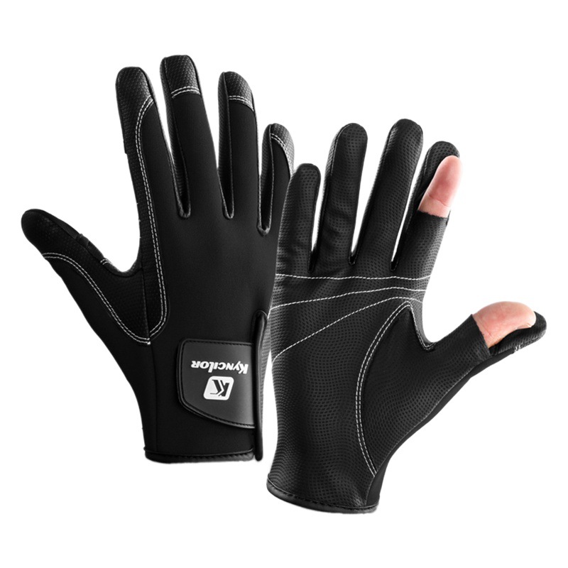 Guantes de pesca para exteriores Kyncilor con apertura para dos dedos, cuero PU, antideslizantes, compatibles con pantallas táctiles, resistentes a cortes, directamente del fabricante.