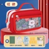 Red rollerball pen, sharpener, eraser