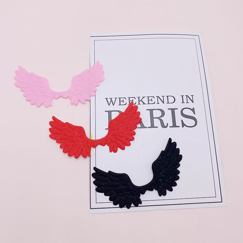 Ultrasónico fieltro alas de Ángel niños dibujos animados DIY pelo accesorios horquilla juguete muñeca ropa sombrero Accesorios