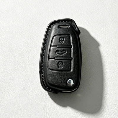 Car Key Case, A3 A5 Q3: Car key bag - type-d-black-leather-case-separate-key-case