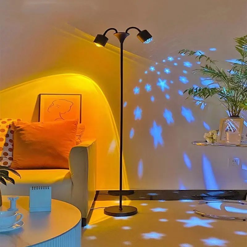 Double-headed water ripple atmosphere lamp Internet-famous floor bedroom studio background advanced decoration ornaments sunset lamp
