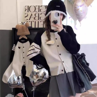 Parent-Child women's sweater coat Korean style autumn and winter new high-end fried street children's clothing love Princess knitted cardigan