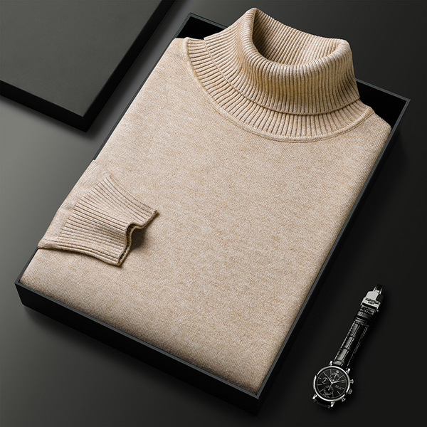Men's winter knitted solid color keep warm woolen base body-friendly…