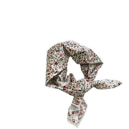 Casual floral chiffon scarf headband professional neck guard literary woman decoration collar scarf spring and autumn cotton linen small square scarf trendy