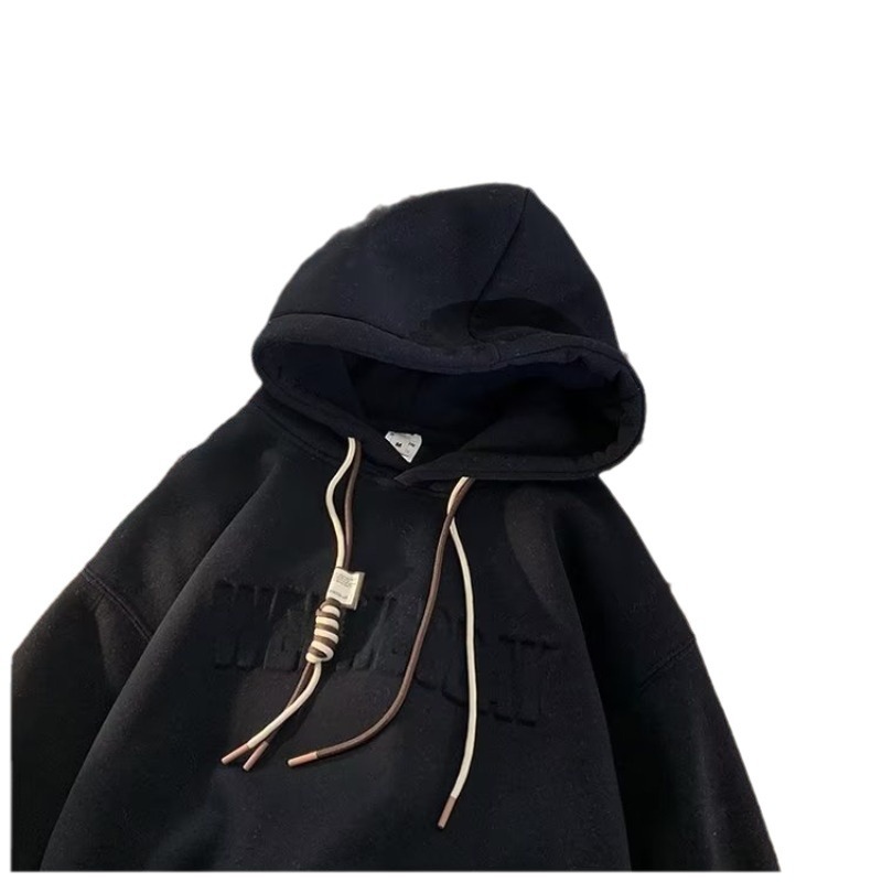 European and American heavyweight sweater men's winter fleece-lined thickened 500g steel seal coat autumn and winter vibe high street hoodie