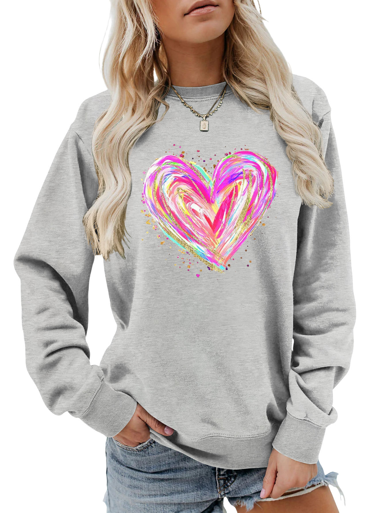 Independent Site New Stylish, Comfortable, Versatile Women's Colorful Sequin Heart Autumn And Winter_ecoleips.com