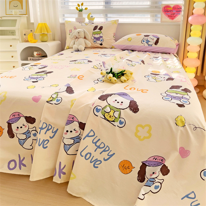 2025 nueva sábana de algodón fresco pequeña pieza individual 100 algodón dormitorio de estudiantes cama individual funda de almohada de tres piezas 2