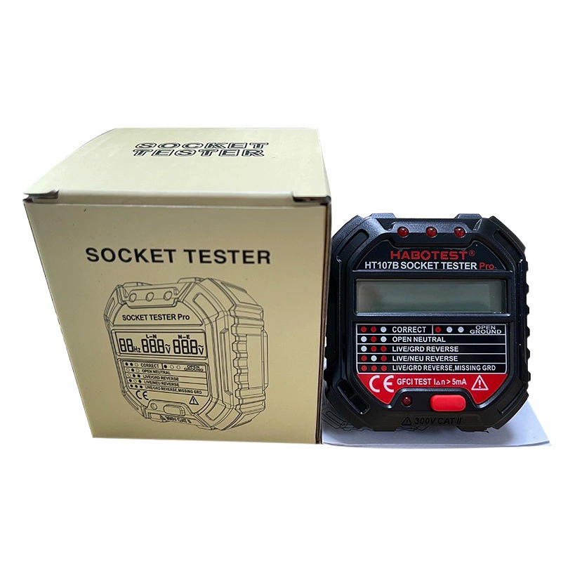 Huabo HT107E & HT107D & HT107B Розетка Тестер обнаружения линии штекера фазовый токотестер