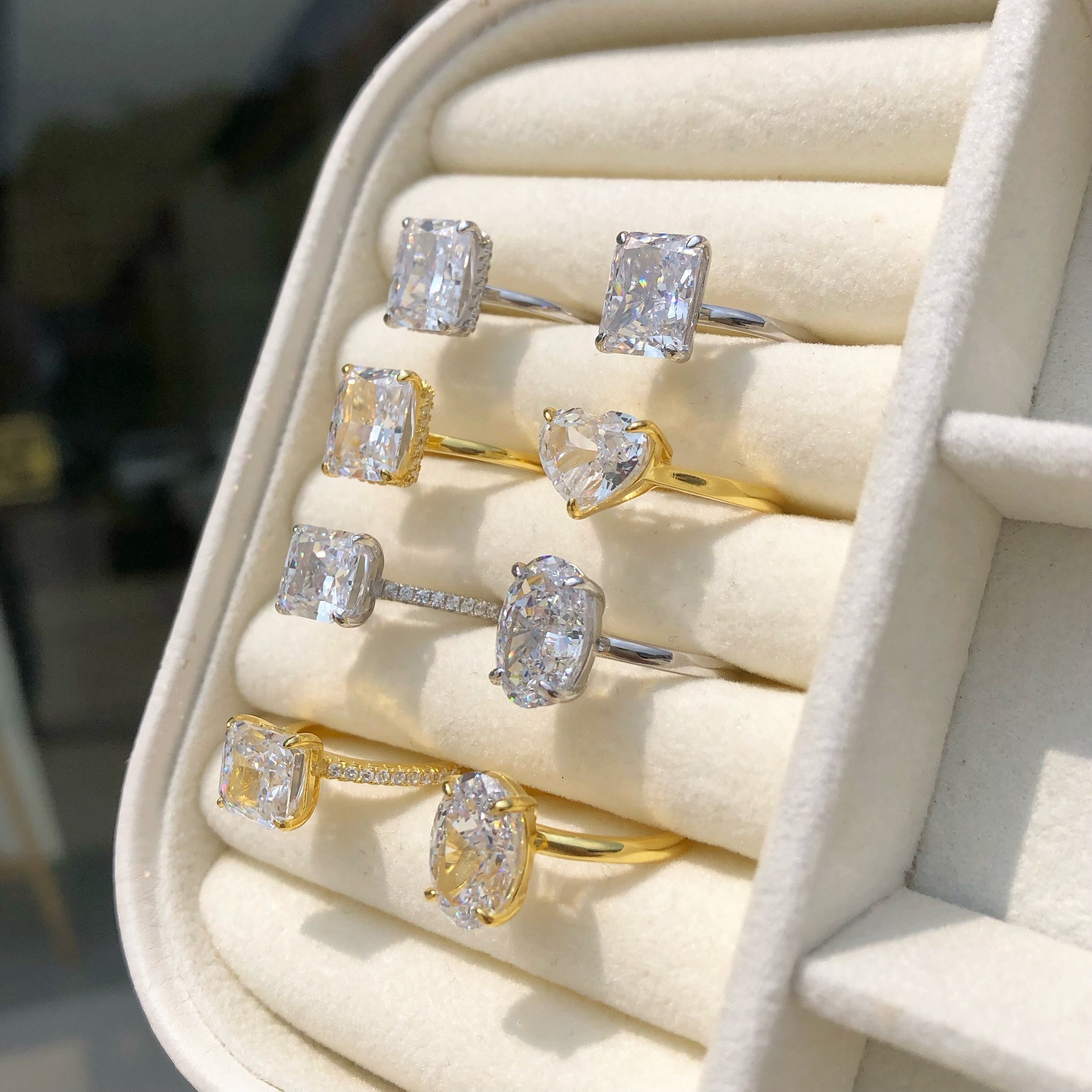 6g Weight Zircon Inlay Material Rings Classification 5, 9 Ring Size 1 Piece Quantity Holiday, Daily Occasion 925 Sterling Silver Material Geometric, Heart Shape Pattern Women's Gender Plating, Inlay Design Elegant Style 925 Sterling Silver Zircon Geometric Heart Shape Rings 6