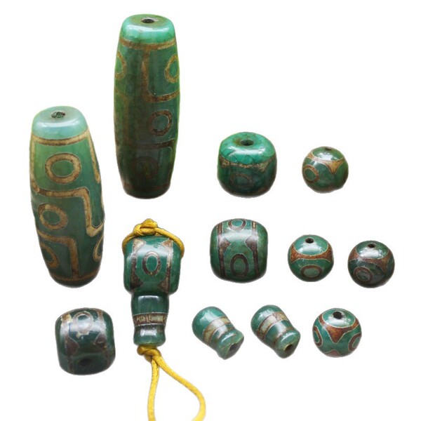 agate green round beads