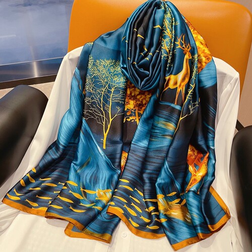 Summer new high-end imitation silk scarf, versatile 180 long scarf, real silk mulberry silk scarf, big brand shawl, sun protection