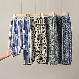 清凉人棉裤 儿童人造棉空调裤男女童绵绸灯笼裤 中大童裤子 薄款