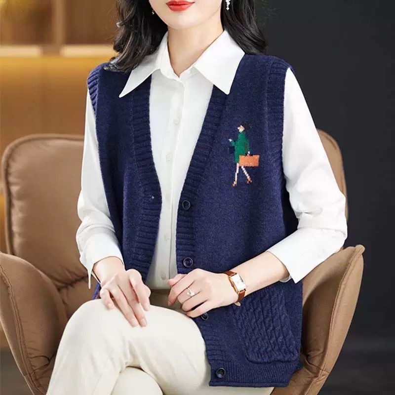 Retro ethnic knitted autumn vest