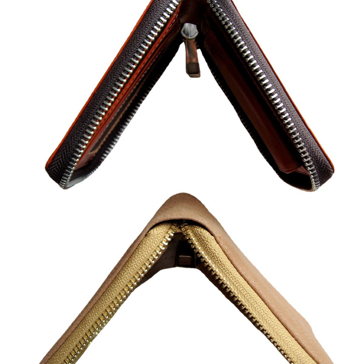 Cartera pequeña de cuero genuino para hombre, con cremallera, diseño simple, piel de vaca, protección antirrobo, piel aceitada