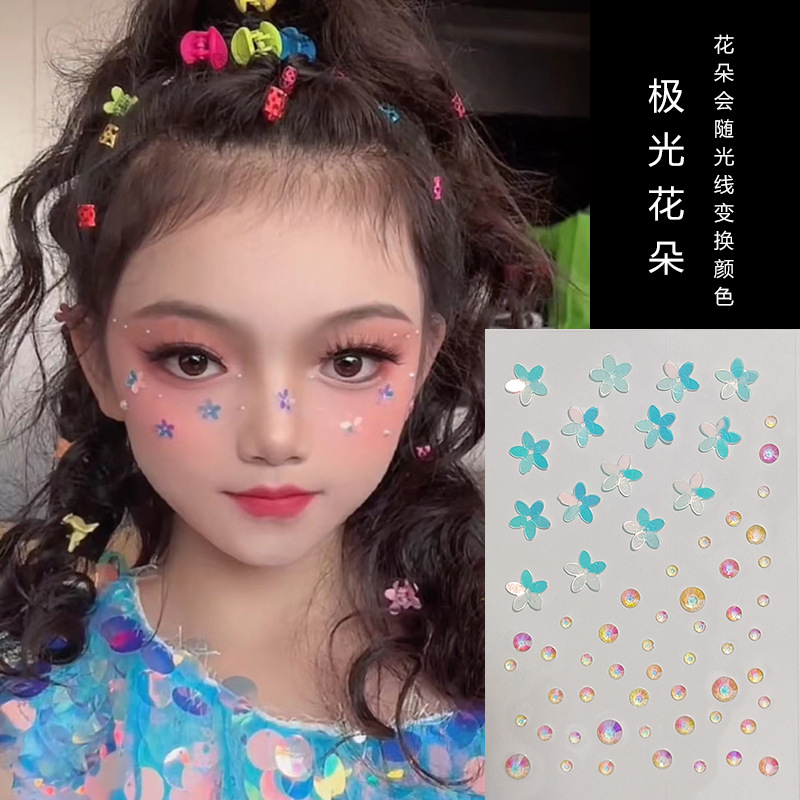 Raíz de montaña flash diamante lágrima Pegatinas de diamante pentagrama estrella ojo maquillaje gota de agua roto Diamante autoadhesivo dopamina Perla cara pegada Diamante