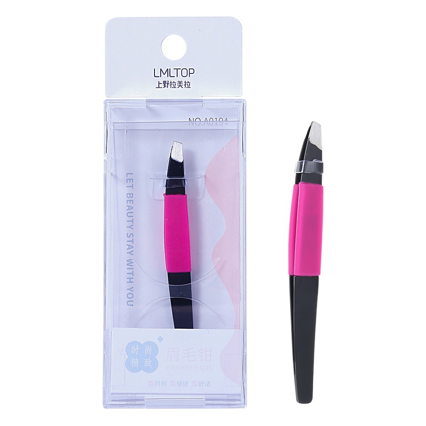 Ramila black stainless steel eyebrow pliers oblique eyebrow clip tweezers eyebrow pulling tool double color A0194