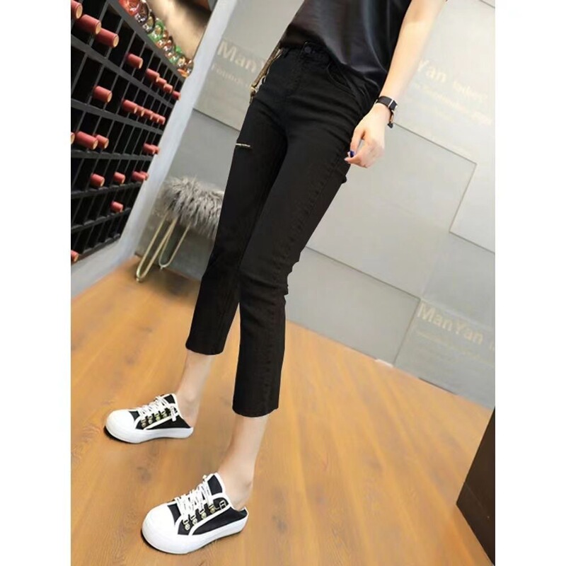 Black High-Waisted Wide-Leg Jeans for Women 2025 New Spring & Fall Straight-Leg Loose Small Narrow Version Floor-Length Pants
