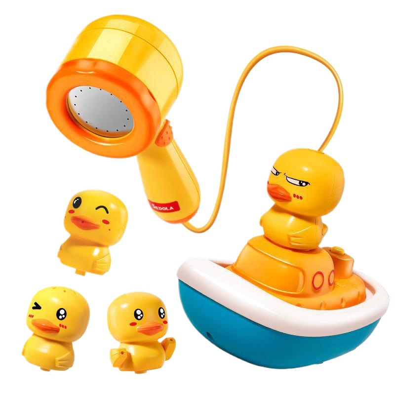 Baby shower juguetes niños infantil pequeño pato amarillo jugando artefacto de agua eléctrica traje de pulverización de agua al por mayor