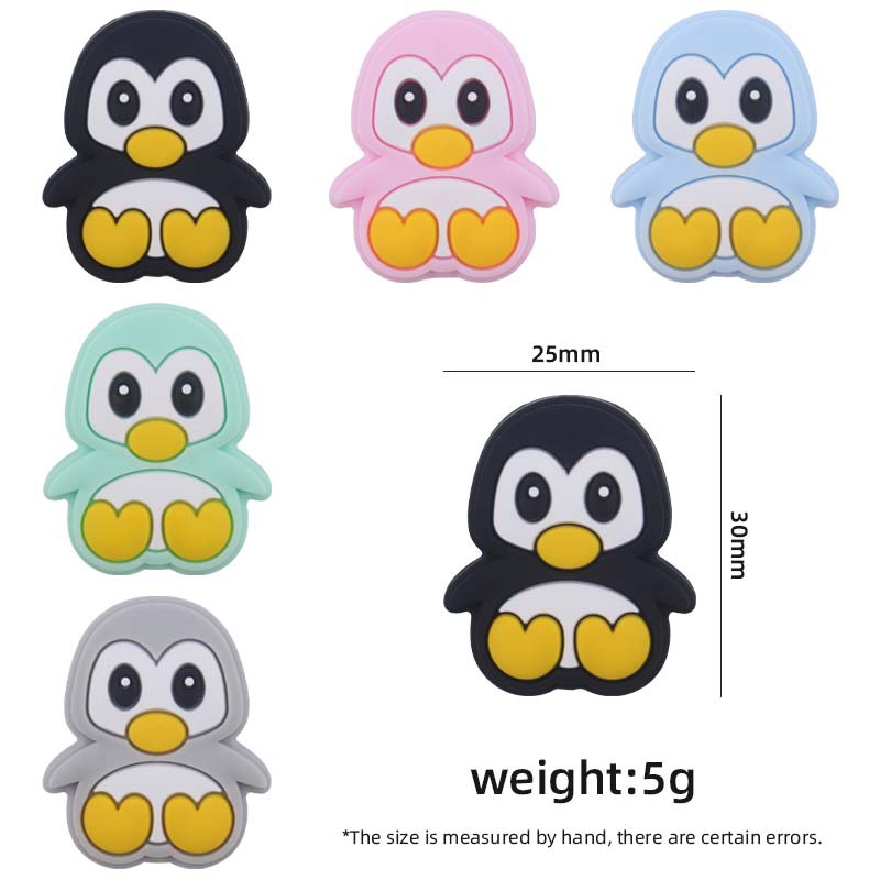 Bebé suministros de dibujos animados animal silicona pingüino mordedor creativo DIY bebé molar pezón cadena anti-gota accesorios de la cadena