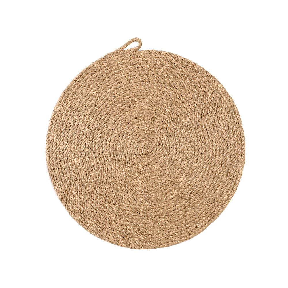 Yute natural tejido aislante de goma de seda natural alta sensación puede colgar en la pared con anillo almohadilla de mesa de comedor en la almohadilla de comedor occidental