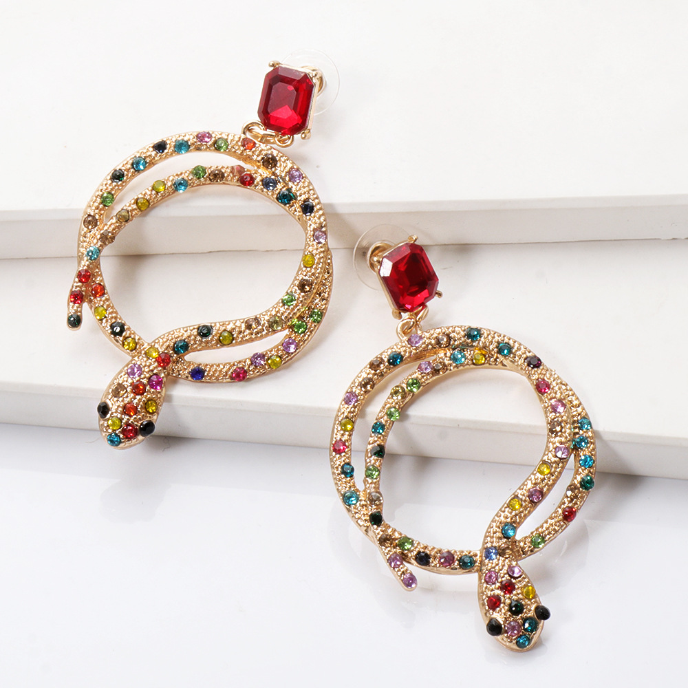 Fashion Inlaid Diamonds Long Snake Earrings Wholesale display picture 6