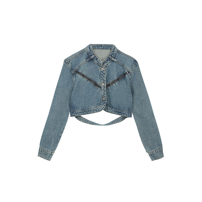 Retro denim autumn design short jacket