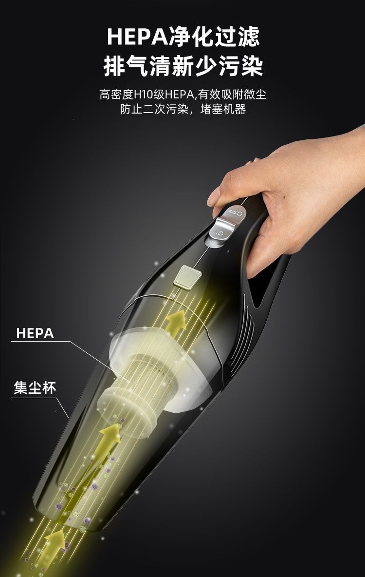 Wireless car vacuum cleaner, high-power in-car vacuum cleaner, household car vacuum cleaner with strong suction, portable indoor vacuum cleaner