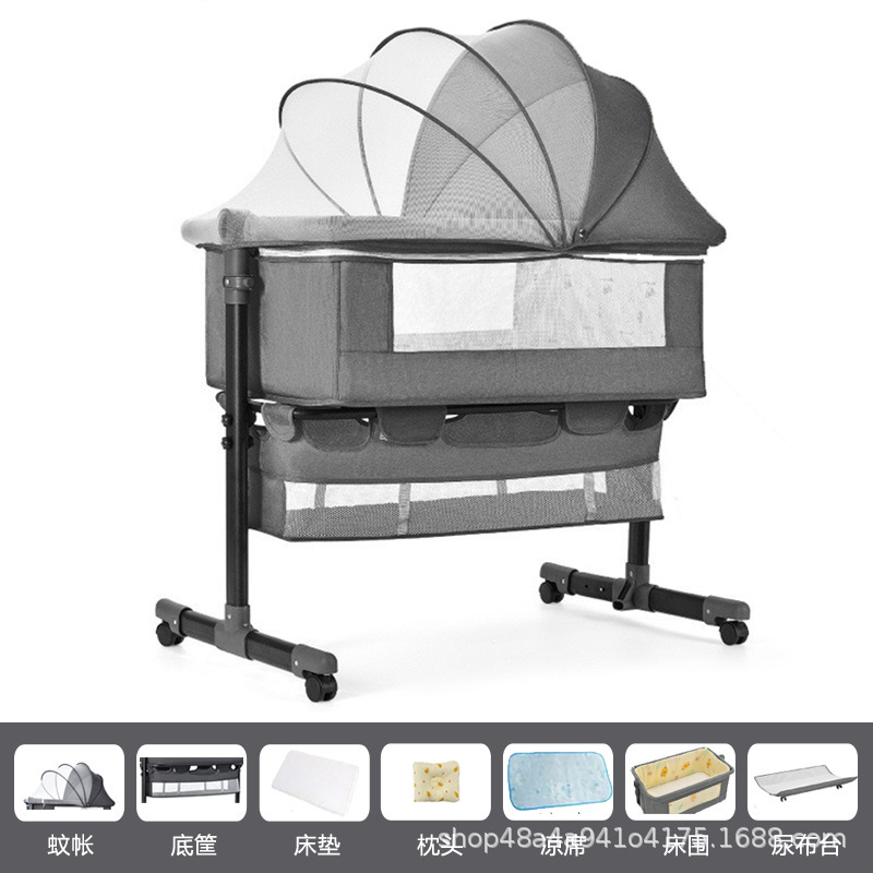 Cama multifuncional para recién nacidos, cama grande, cama para bebés, cuna plegable, elevación móvil y portátil image 35