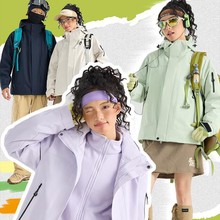 时尚爆款情侣两件套冲锋衣户外三合一防风防水冬季外套徒步登山服