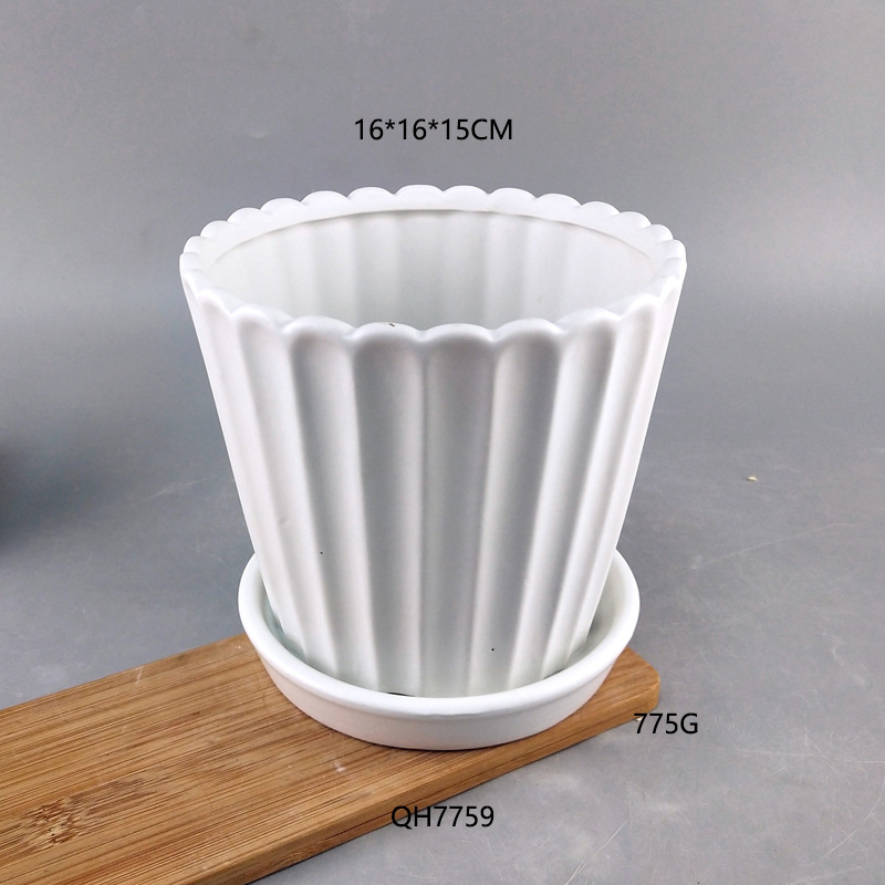 Maceta de cerámica con diseño de dibujos animados para suculentas, con esmalte de color, arcilla blanca, recipiente redondo transpirable para flores, soporte de hierro, maceta tamaño pulgar, hecha a medida, superventas transfronteriza.