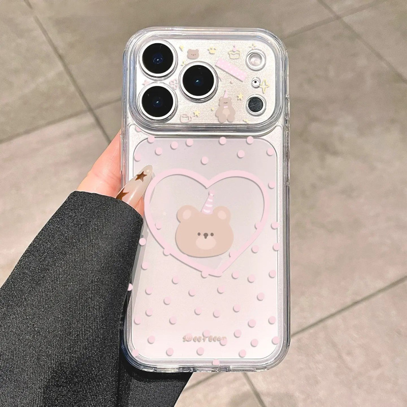 Love Bear Soft Case Suitable for Apple 17 Pro Max Phone Case 14 15 16, 13 Pro Precision Hole XS Transparent Love Bear Soft Case Suitable for Apple 17 Pro Max Phone Case 14 15 16, 13 Pro Precision Hole XS Transparent