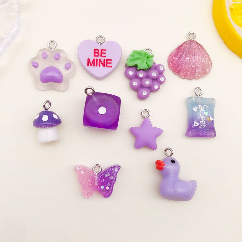 Star, Heart Shape, Grape Pattern 1 Piece Resin Star Heart Shape Grape Pendant