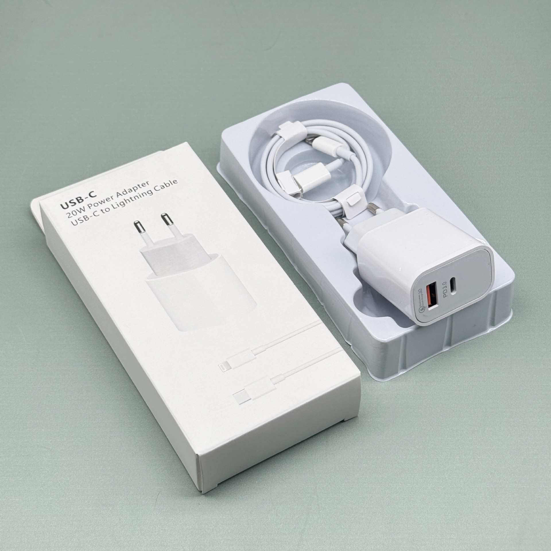 Cargador transfronterizo de doble puerto PD20w de EE. UU. Para teléfono móvil Apple 14/Android A C cargador de carga rápida