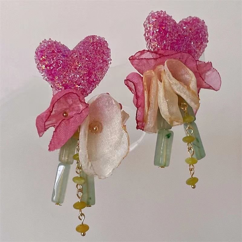 Mixed materials Material Wholesale Jewelry 1 Pair Fairy Style Flower Mixed Materials Earrings