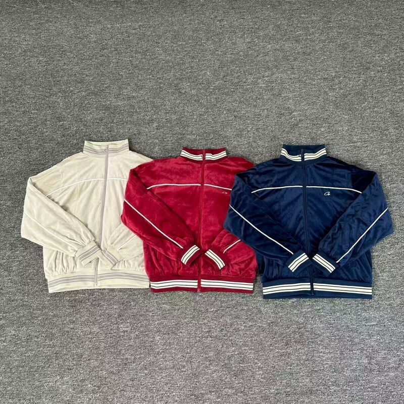 New Velvet Corteiz Zipper Jacket Jacket Pants Suit European and American Hip-Hop Street Warm Winter Men's Trend