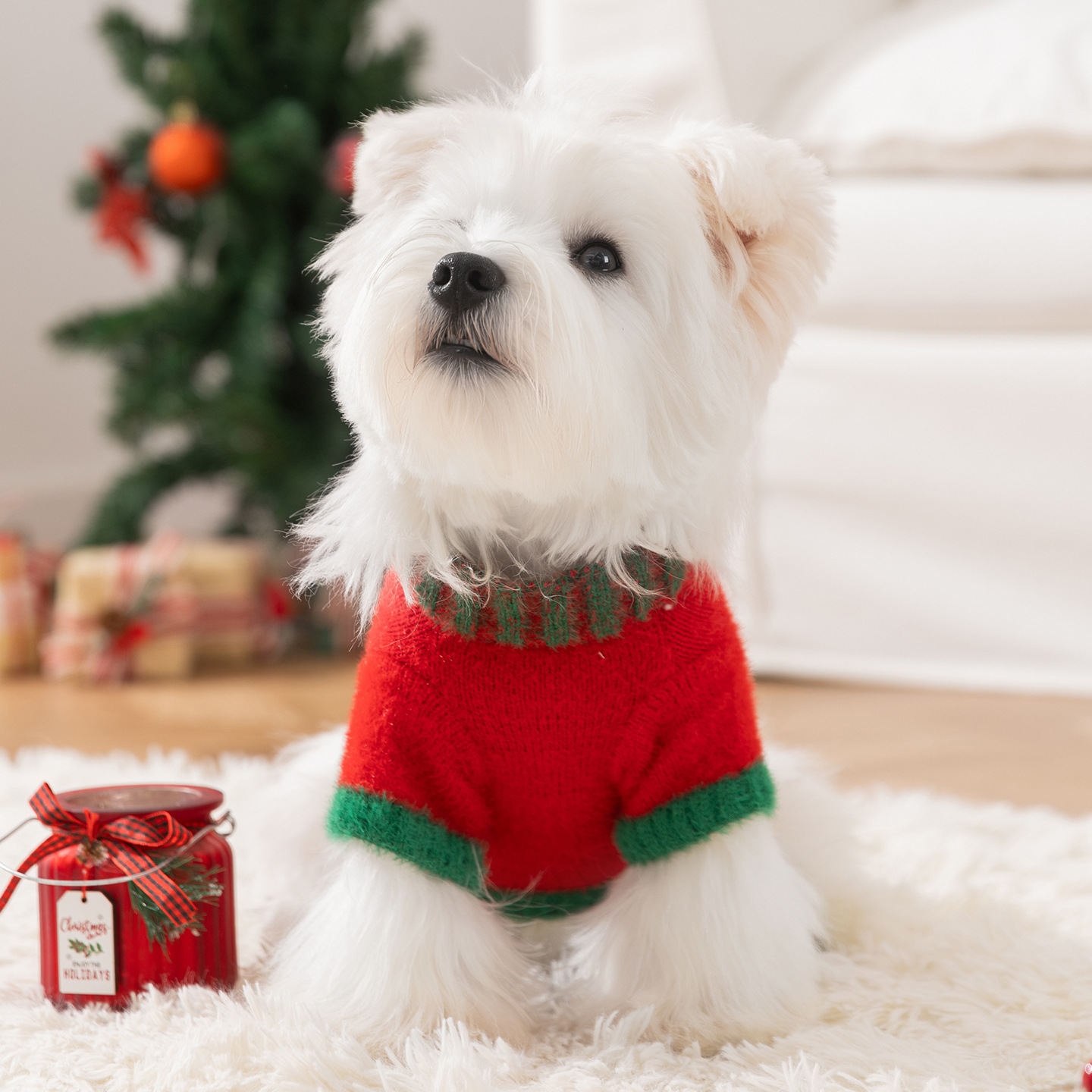 Ropa de mascotas de otoño y invierno de Navidad imitación de ropa de perros suéter caliente ropa de gato pequeño y mediano vestido de dos patas