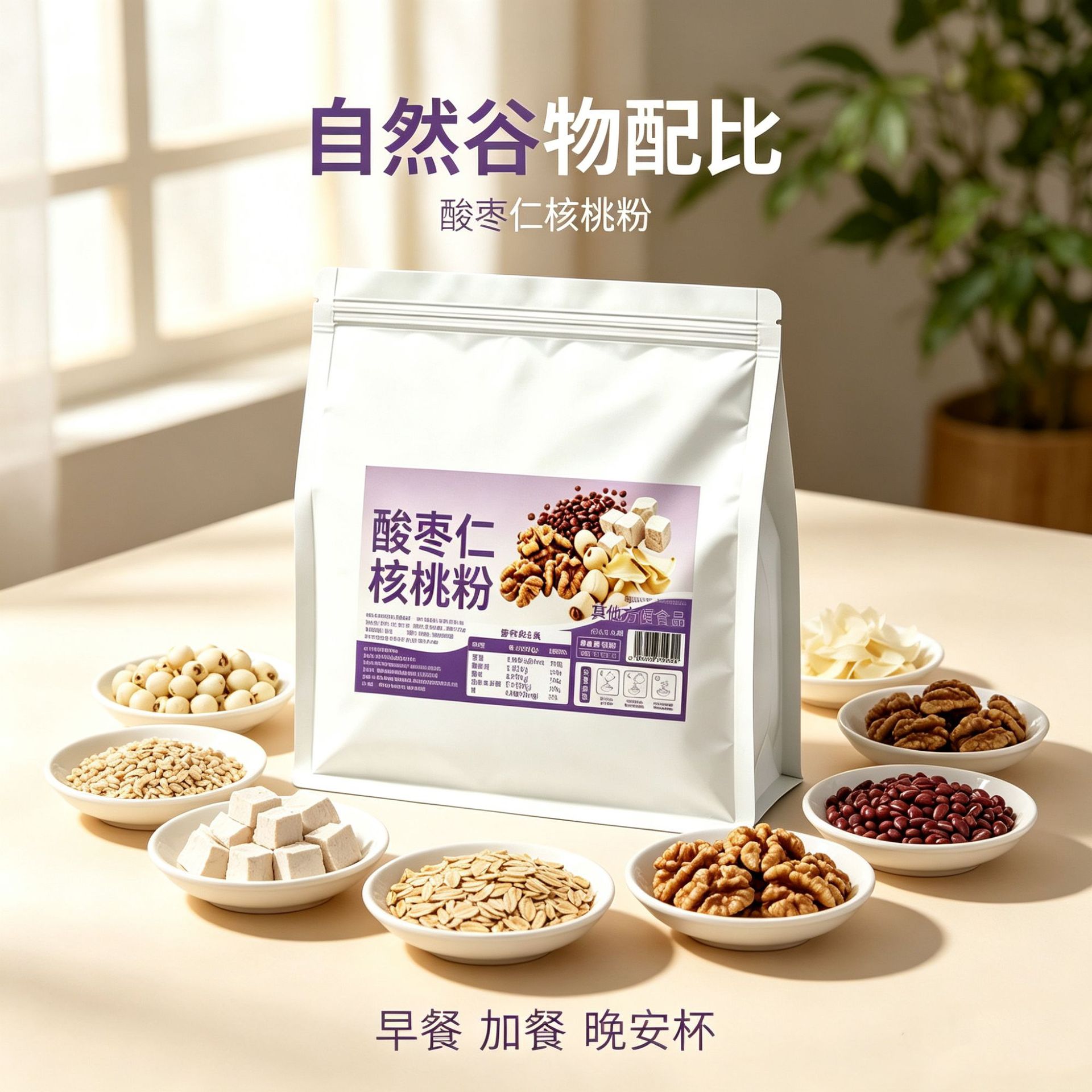 Sour Jujube Seed Walnut Powder Suan Zao Ren He Tao Fen Instant Meal Replacement Breakfast Cereal 245g Sugar Free preparation