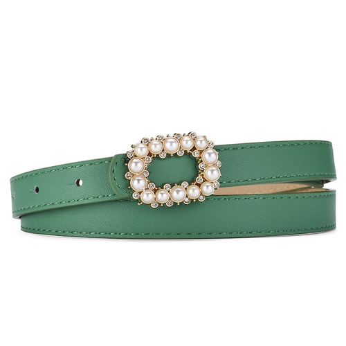 Pearl-embossed panel fastener, high-end match with dress belt, stylish decoration for women's sweaters, versatile belt for women