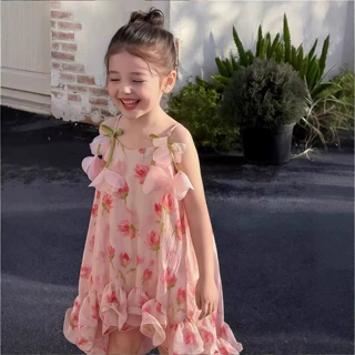外贸款女童连衣裙夏季新款儿童公主裙洋气女孩裙子女童碎花裙