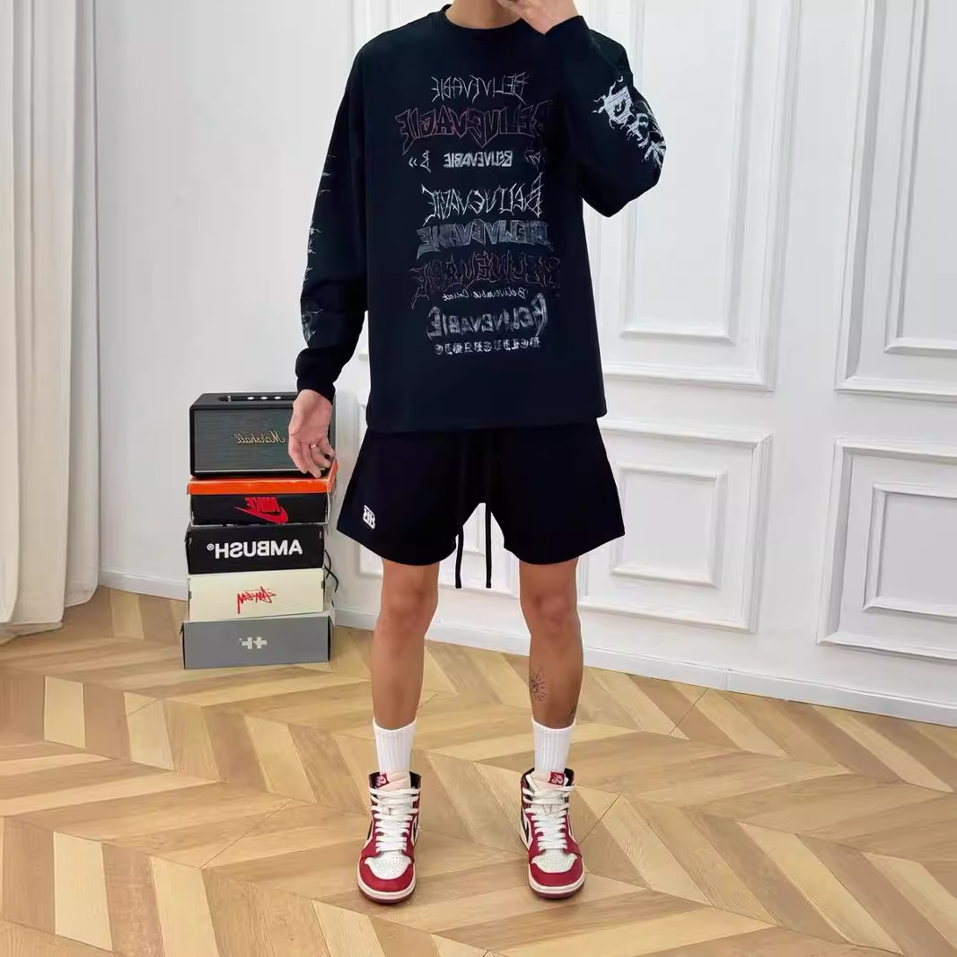 Pantalones cortos deportivos con bordado de letras de marca de moda de verano para hombres, casual americano, cintura elástica de algodón guapo, pantalones harem, marea fina