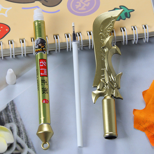 Qinglong Yan Yue Knife Neutral Pen Anime-Related Peripheral Weapon-Shaped Pen Creative Stationery Student Water-Based Pen for Office Use