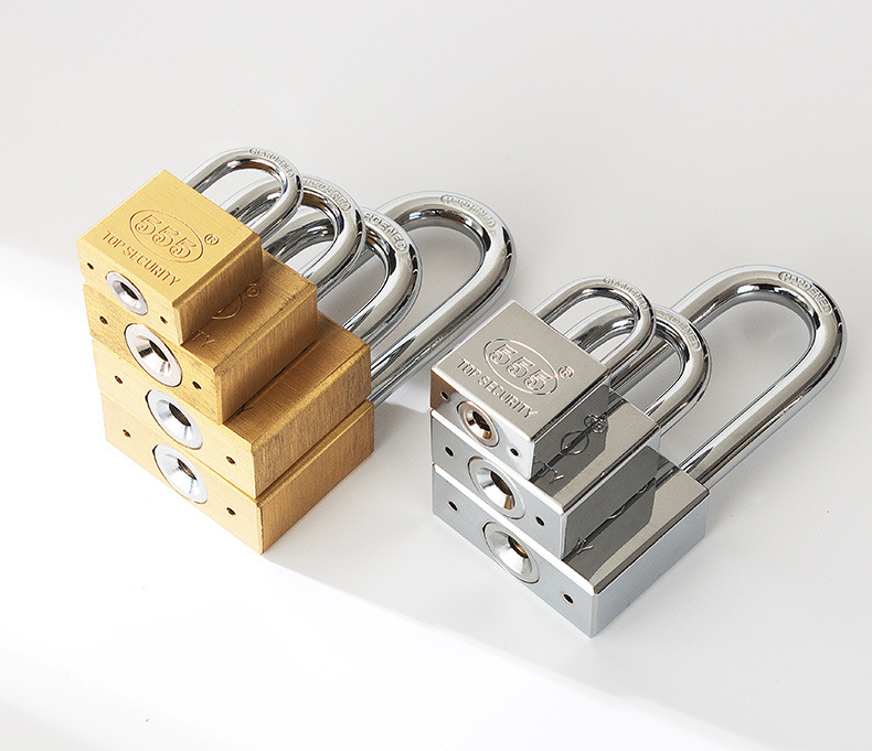 Customized Southeast Asian square blade copper padlock, copper key, copper lock core, copper natural color chrome-plated copper lock, export copper padlock pic 11